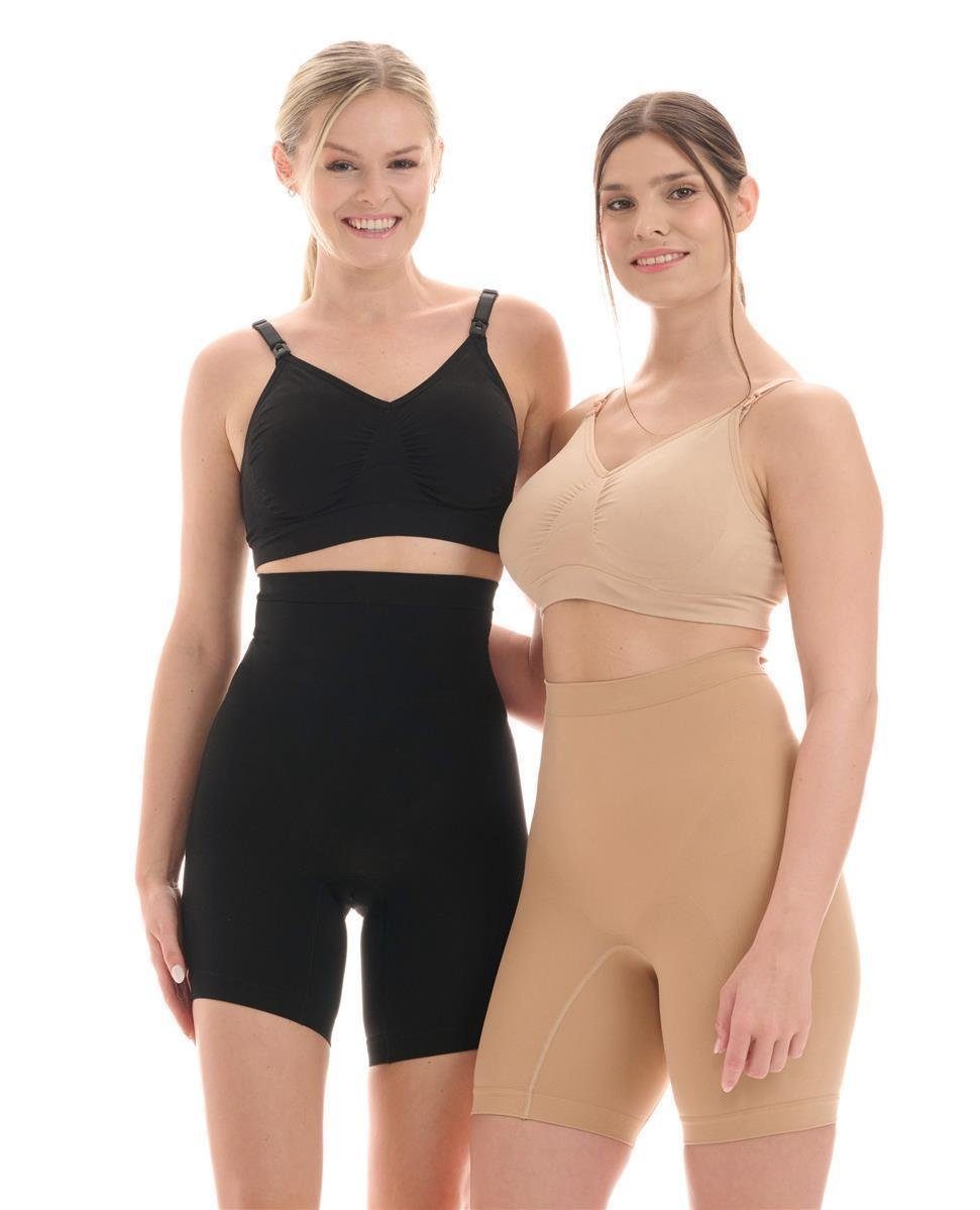 2-St) Shapewear Shorts Shapingpants - Herzmutter Unterwäsche (Packung, Schwarz/Beige Shaping Damen