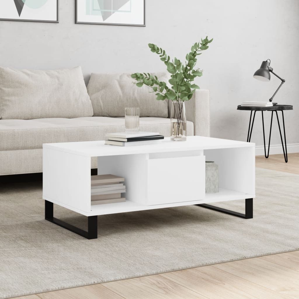 furnicato Couchtisch Weiß 90x50x36,5 cm Holzwerkstoff günstig online kaufen