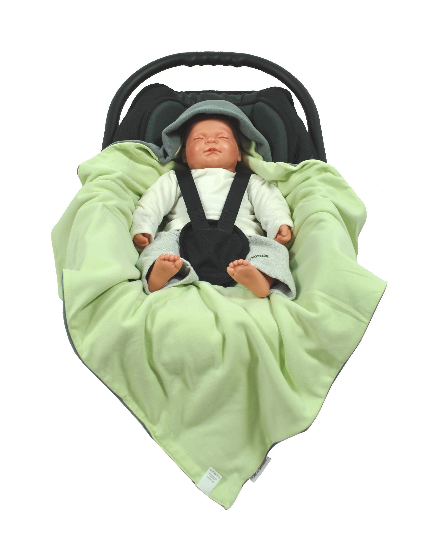 die Fußsack 3 Grau/Grün für Babyschale für HOBEA-Germany, Winter, Babyschalenfußsack Punkt Einschlagdecke geeignet Babyschale