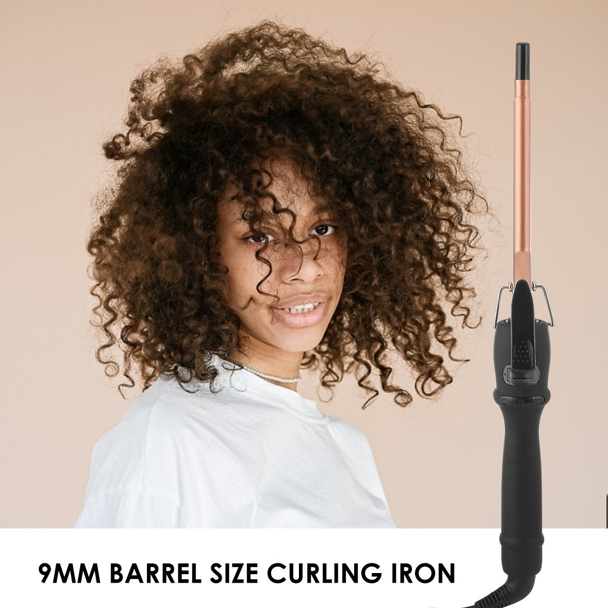 LETGOSPT Lockenstab Profi 9mm Lockenstab, LCD-Display Keramischer Lockenwickler 80-210℃, Keramik-Beschichtung, Schnelles Aufheizen, Temperatur Einstellbar, Handschuh, für Alle Haare