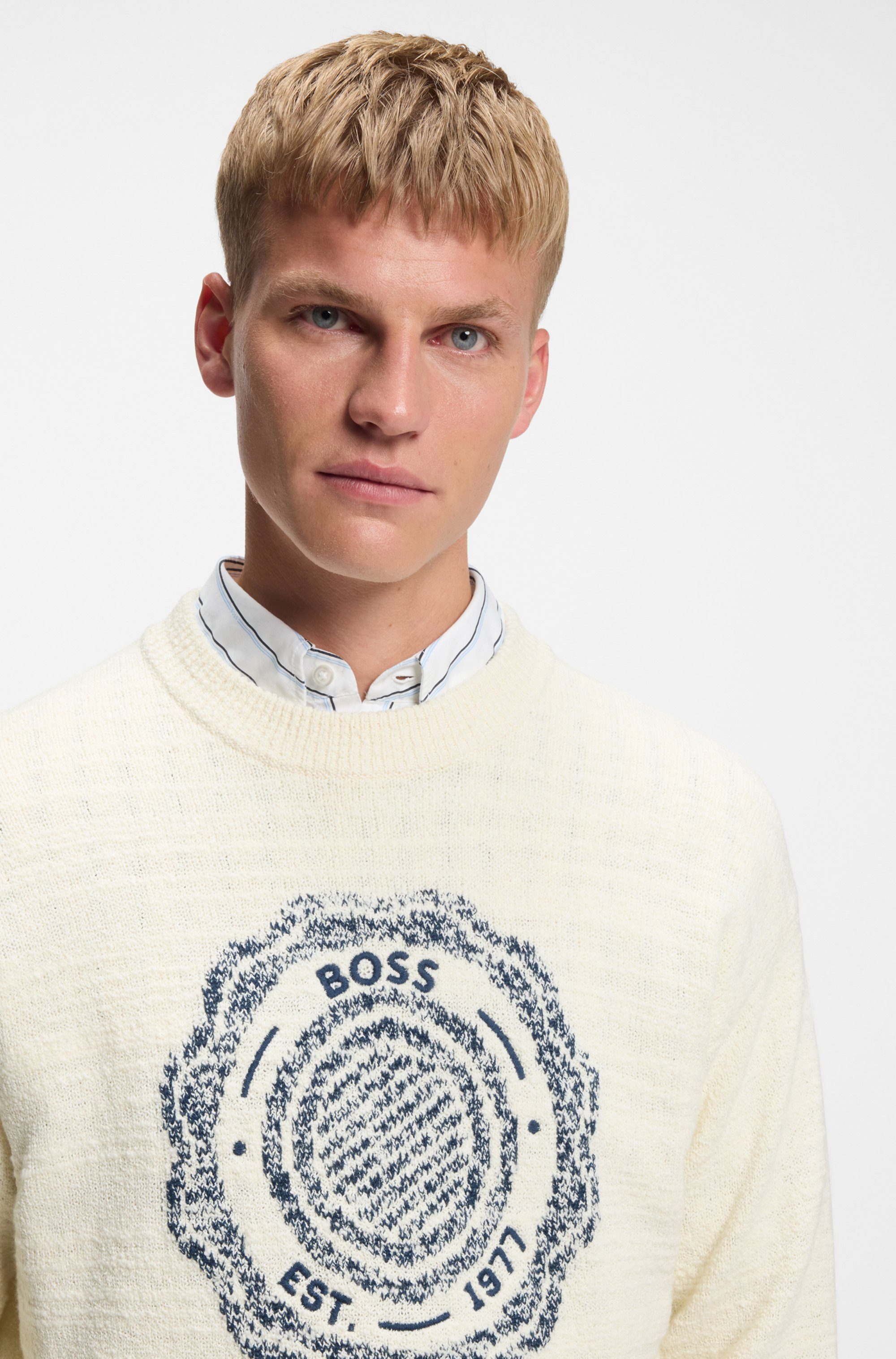 BOSS ORANGE Strickpullover Kerbert Regular Fit, Rundhalsausschnitt, BOSS-Lo günstig online kaufen