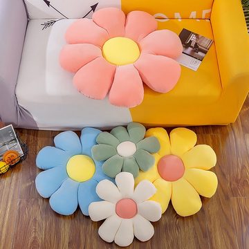 yozhiqu Sitzkissen Gänseblümchenförmiges Sonnenblumen-Sitzkissen für Bürocomputerstuhl, Plüsch-Gänseblümchen-Bodenkissen für Mädchen, Heimdekoration