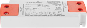 Poppstar Ultra flacher LED-Transformator 230V AC / 12V DC 1,25A LED Trafo (Slim LED Trafo 12 V (für 0,15 bis 15 Watt LEDs)
