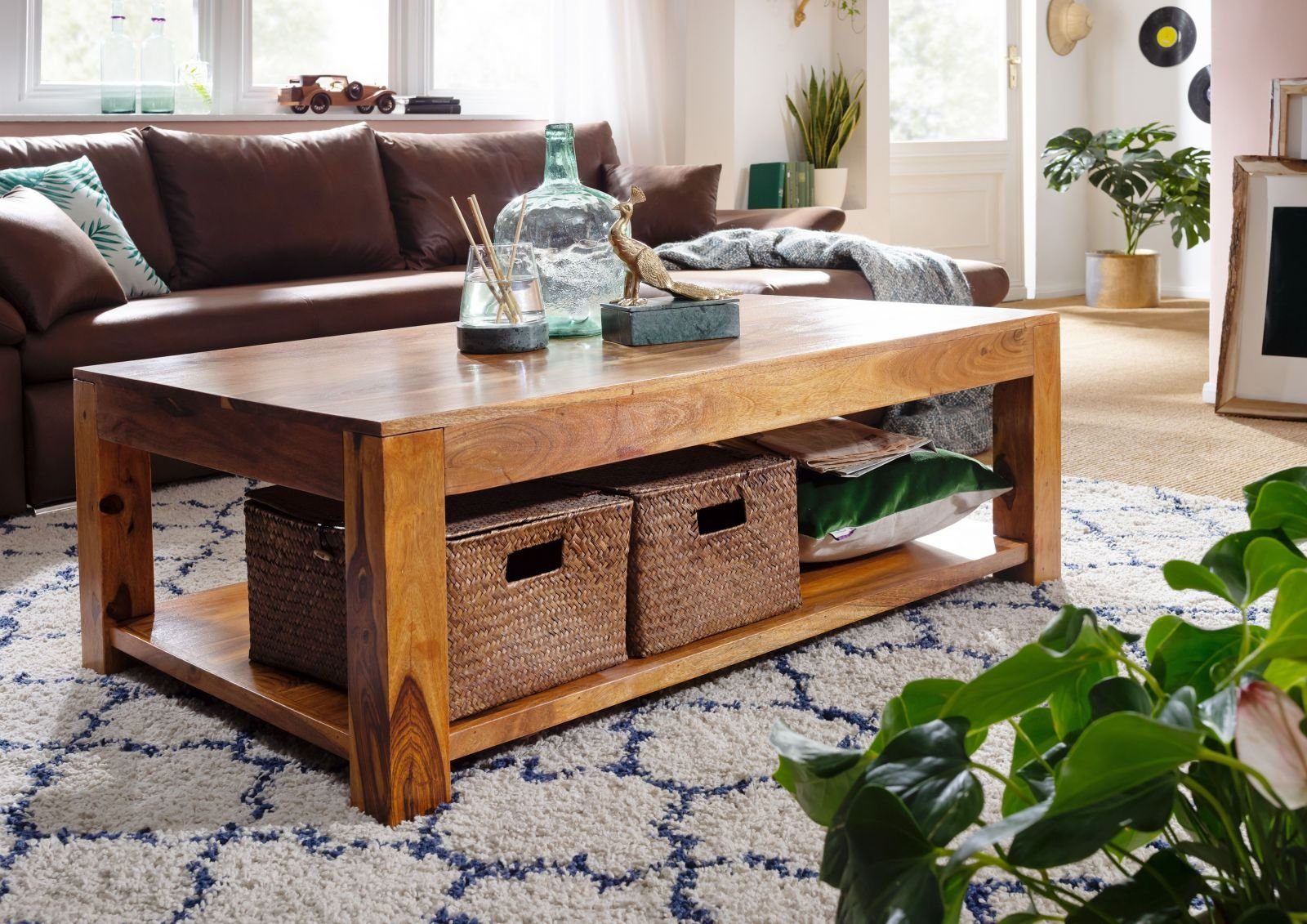 Massivmoebel24 Couchtisch Couchtisch Akazie 120x75x45 honig lackiert OXFORD günstig online kaufen