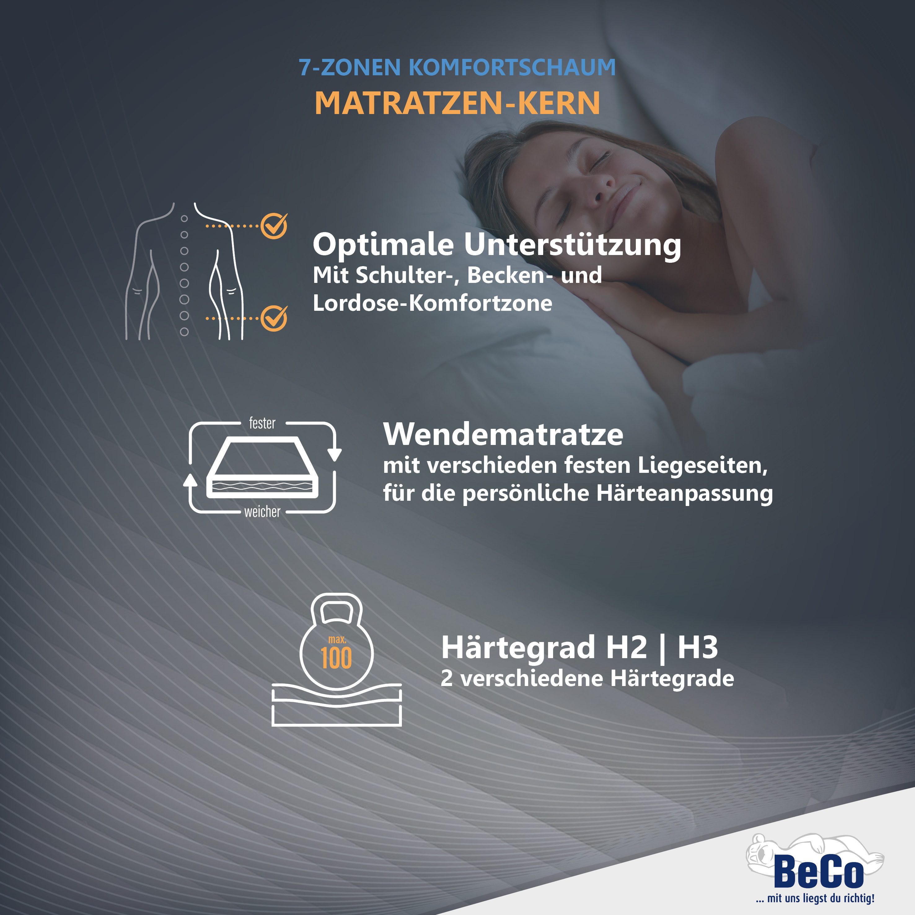 Visco-Matratze Nightstyle Visko Matratze 90x200, 100x200, 140x200 cm, Beco, 17 cm hoch, Matratze, 90x200 cm (H3) von Stiftung Warentest getestet – Bild 3 von 5