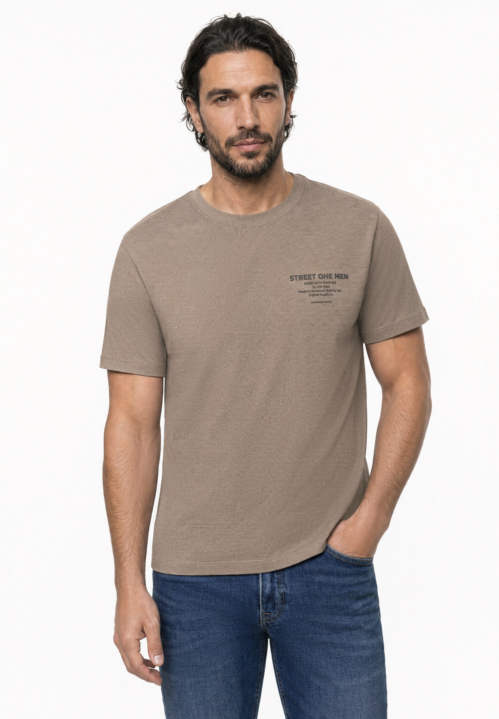 STREET ONE MEN T-Shirt aus reiner Baumwolle