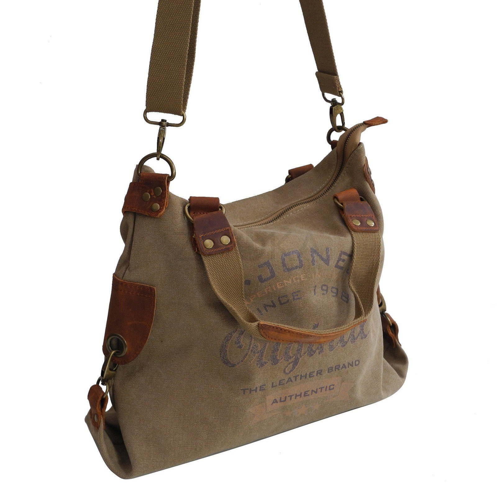 Jennifer Jones Handtasche Jennifer Jones Umhängetasche Handtasche Schultertasche Canvas - Damen Natur