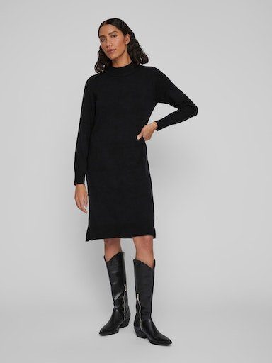 Vila Strickkleid VIRIL CREW NECK L/S MIDI DRESS - NOOS Black