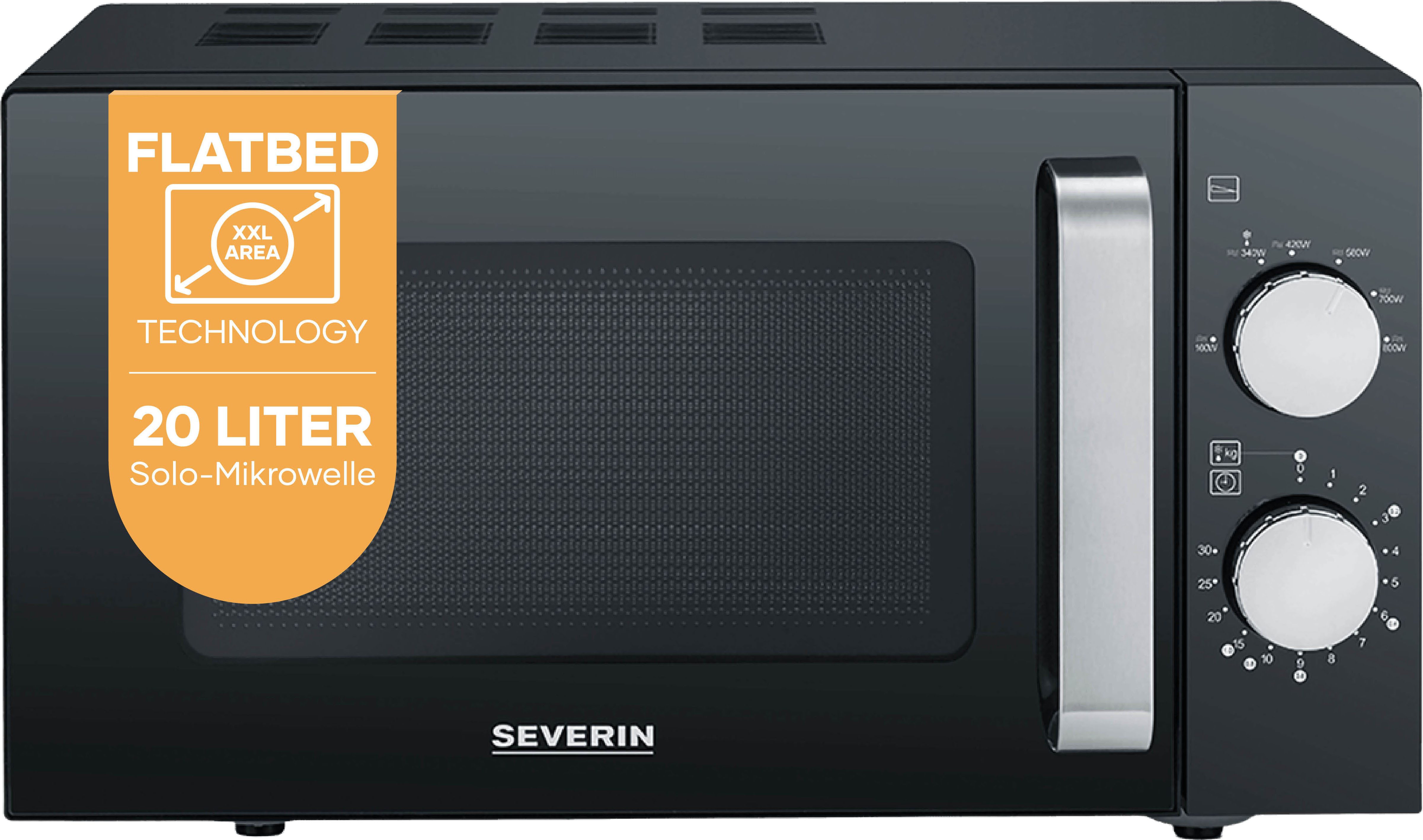 Severin Mikrowelle MW 7761, Mikrowelle, 20 l, XXL-Nutzfläche dank Glasboden