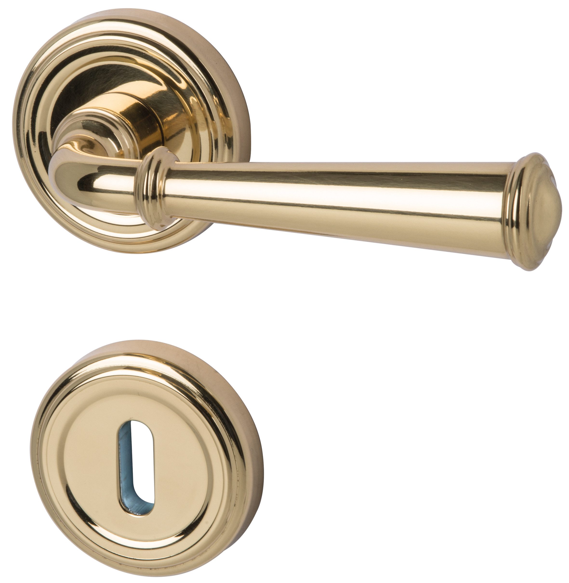 Alpertec Türgriff Nebraska Rosettengarnitur Türklinke, Drücker außen, Packung, Messing