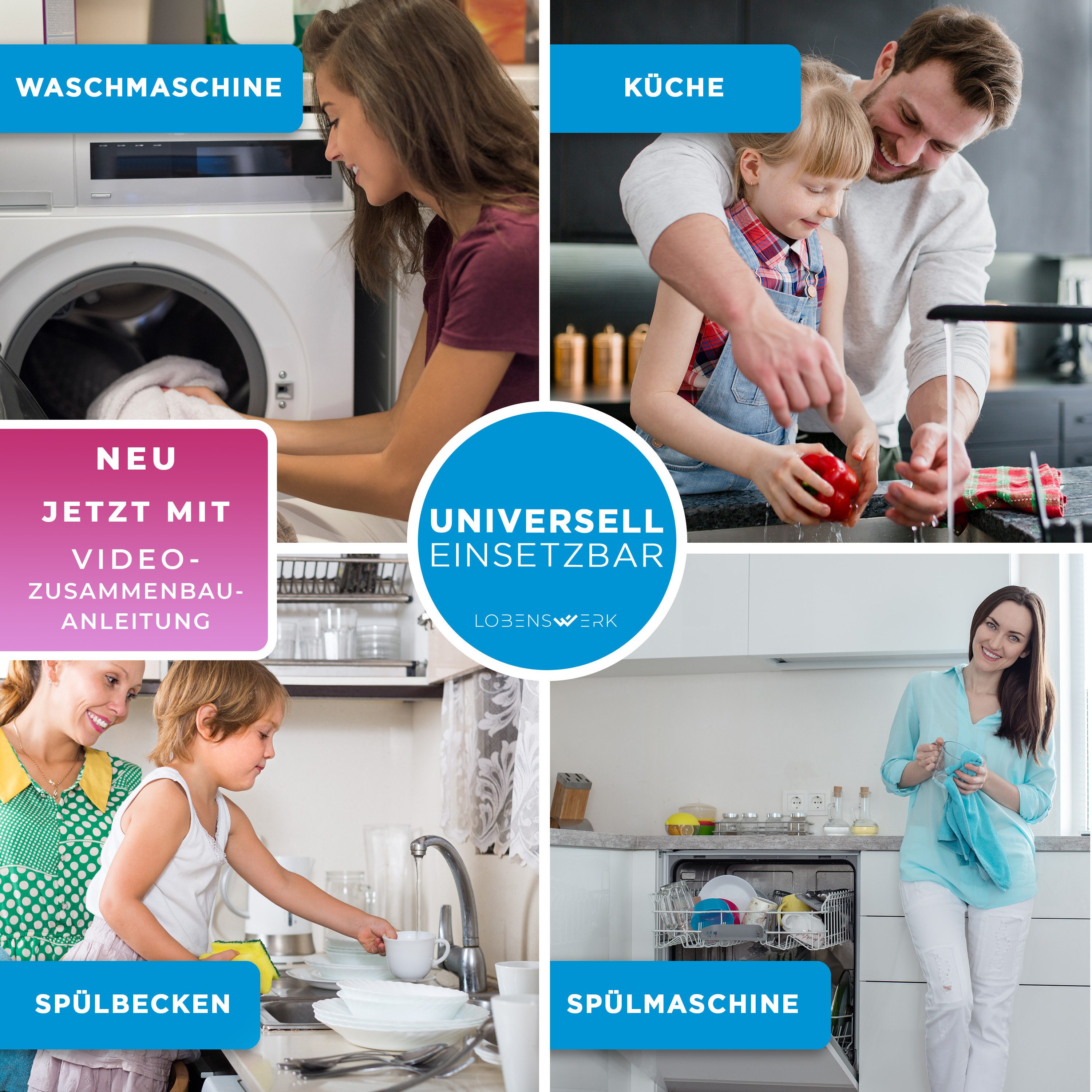Lobenswerk Siphon Röhrensiphon für Küchenspüle, mit flexiblem Ablaufschlauch, 100% Wasserdicht