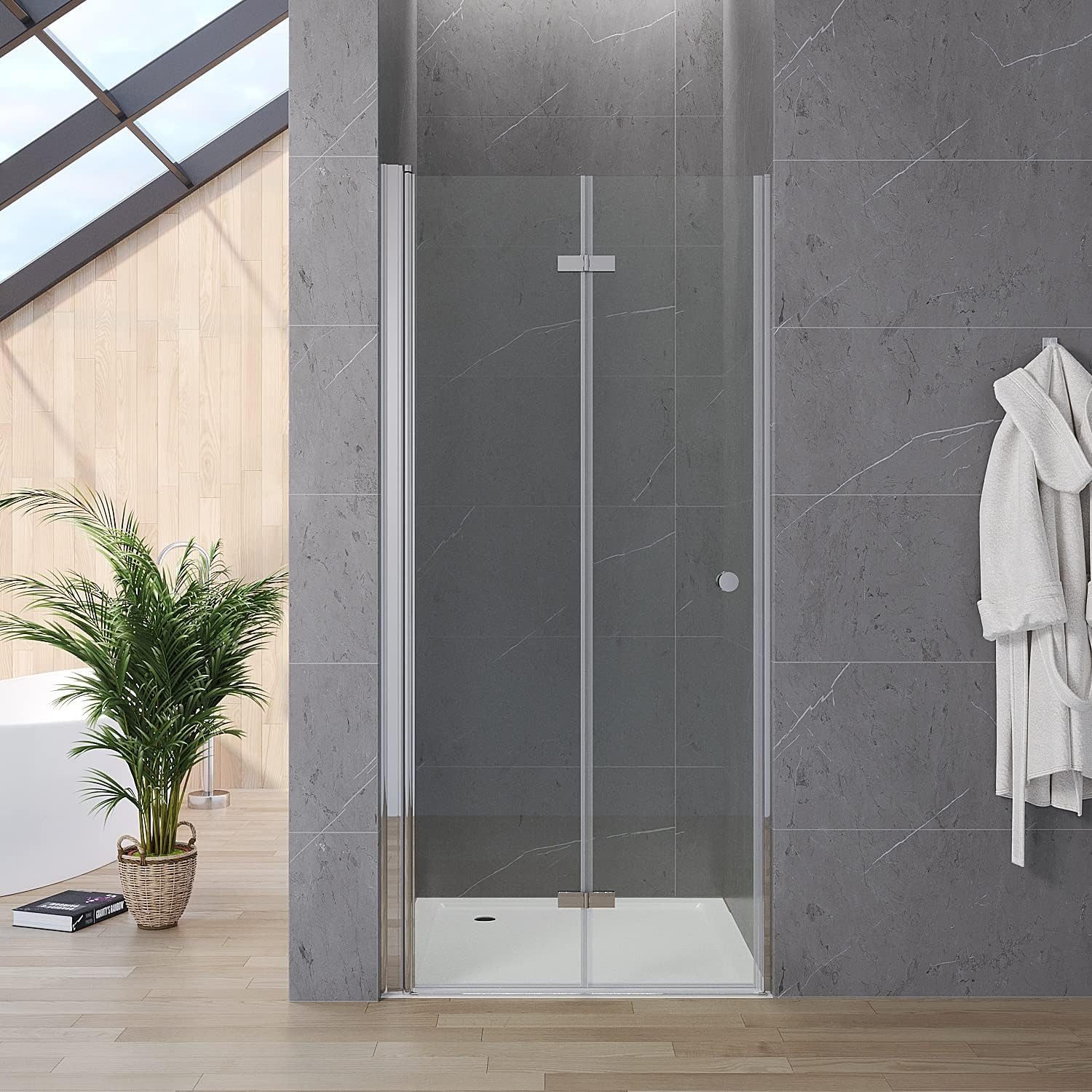 AQUABATOS Dusch-Falttür Duschabtrennung Nischentür Duschtür 70 75 80 90 100 120 cm, 70x187 cm, Einscheiben-Sicherheitsglas (ESG), mit Verstellbereich Lotus-Effekt Nanobeschichtung Klarglas faltbar