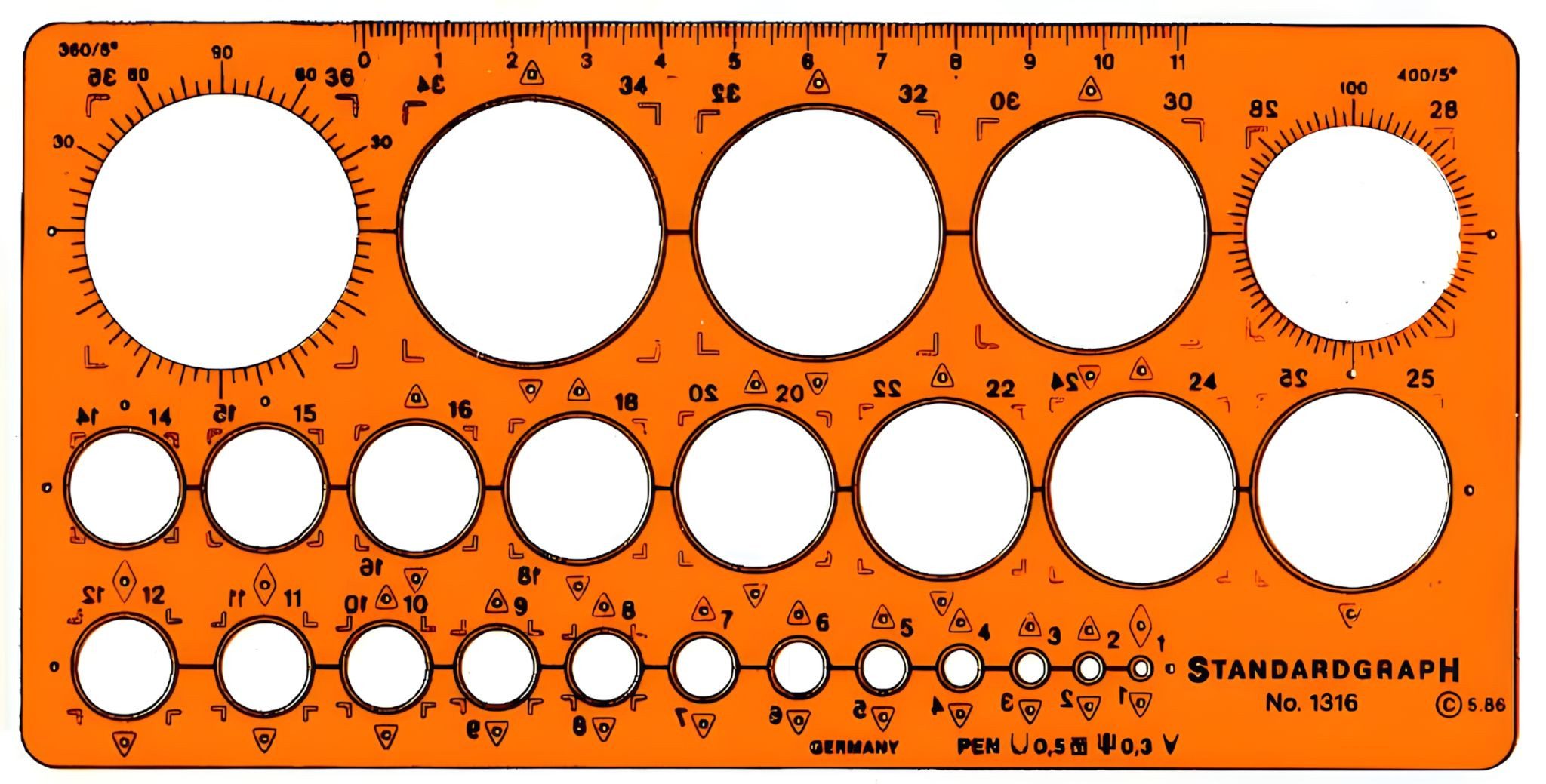 STANDARDGRAPH Zeichenlineal Kreisschablone STANDARDGRAPH 1316