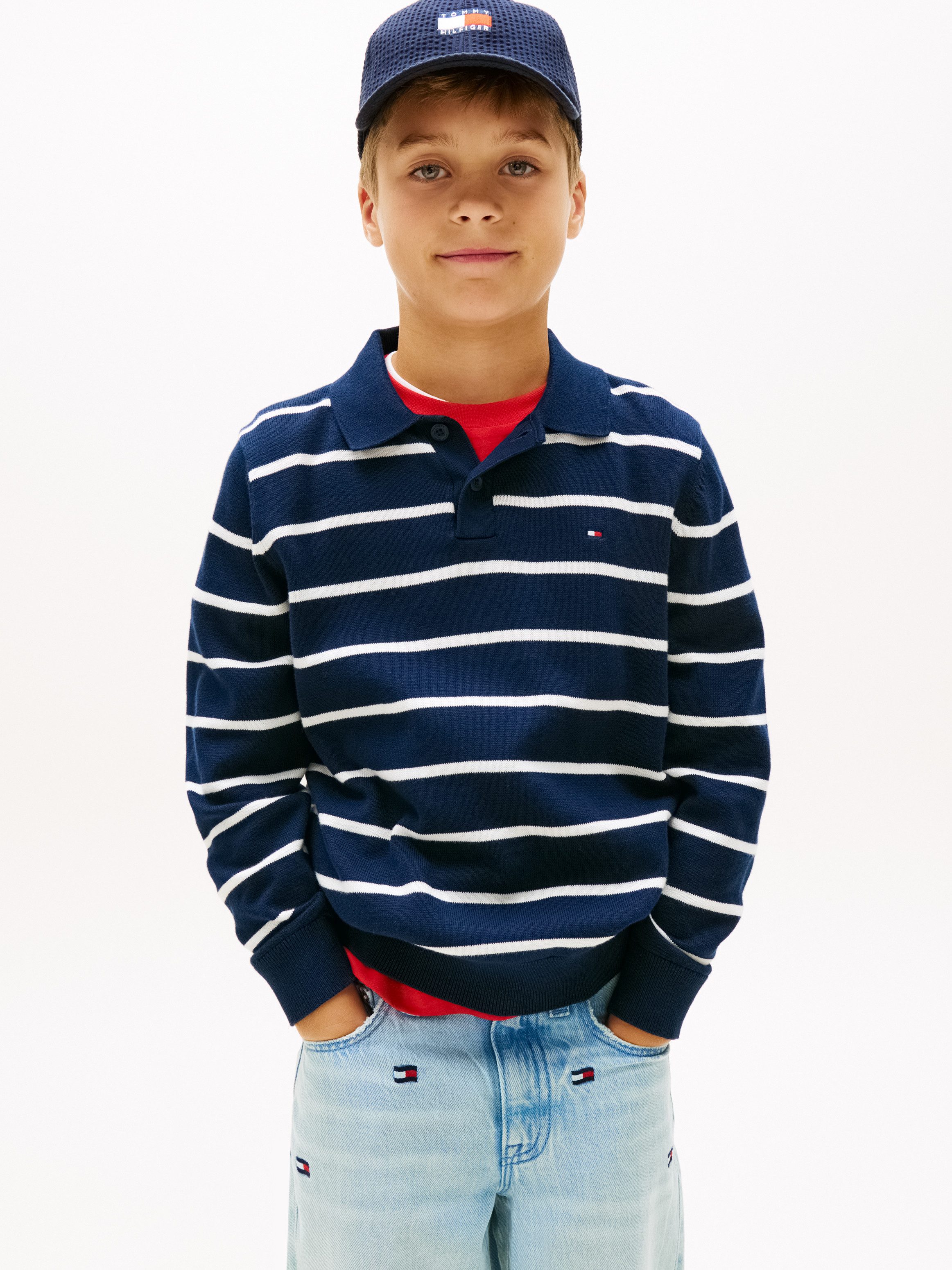 Tommy Hilfiger Strickpullover POLO COLLAR SWEATER LS Kinder bis 16 Jahre, regular fit