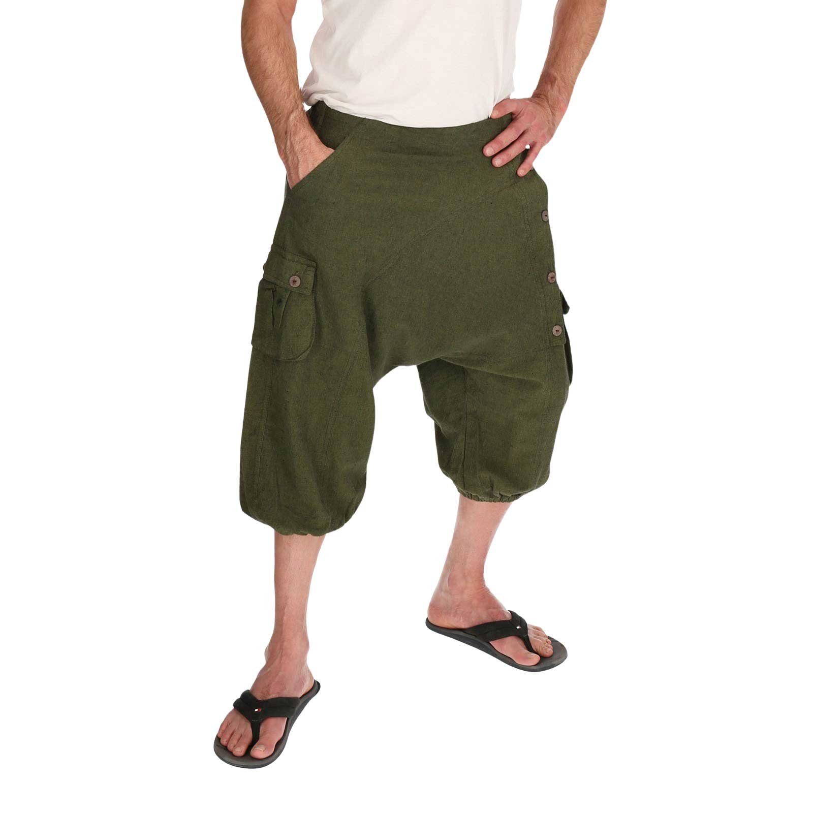 KUNST UND MAGIE Haremshose Kurze Aladin Hose Unisex 3/4 Baggy Pants Hippie Baumwoll Haremshose