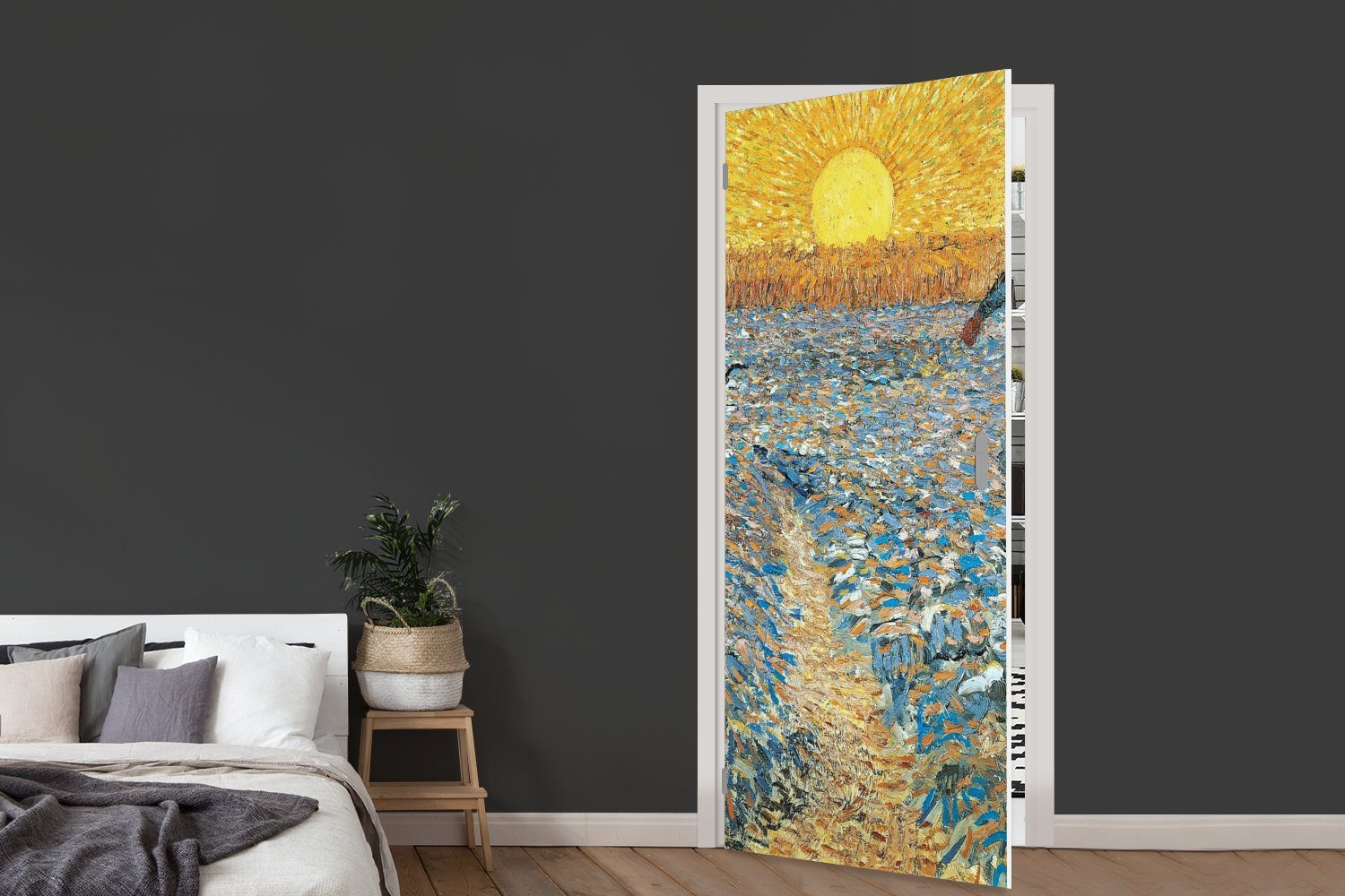cm (1 Tür, bedruckt, MuchoWow - Gogh, 75x205 Türtapete Fototapete St), Vincent Matt, Sämann Der für van Türaufkleber,