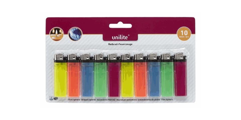 Haushaltsschere Unilite Reibradfeuerzeuge 10er Blister