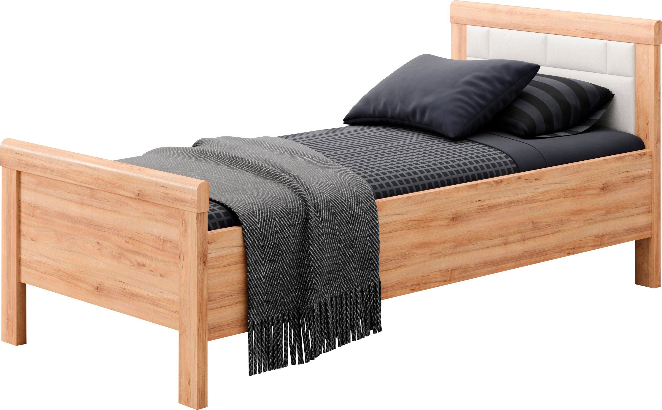 priess Einzelbett Arnsberg, Komforthöhe mit gepolstertem Kopfteil. € 399,99