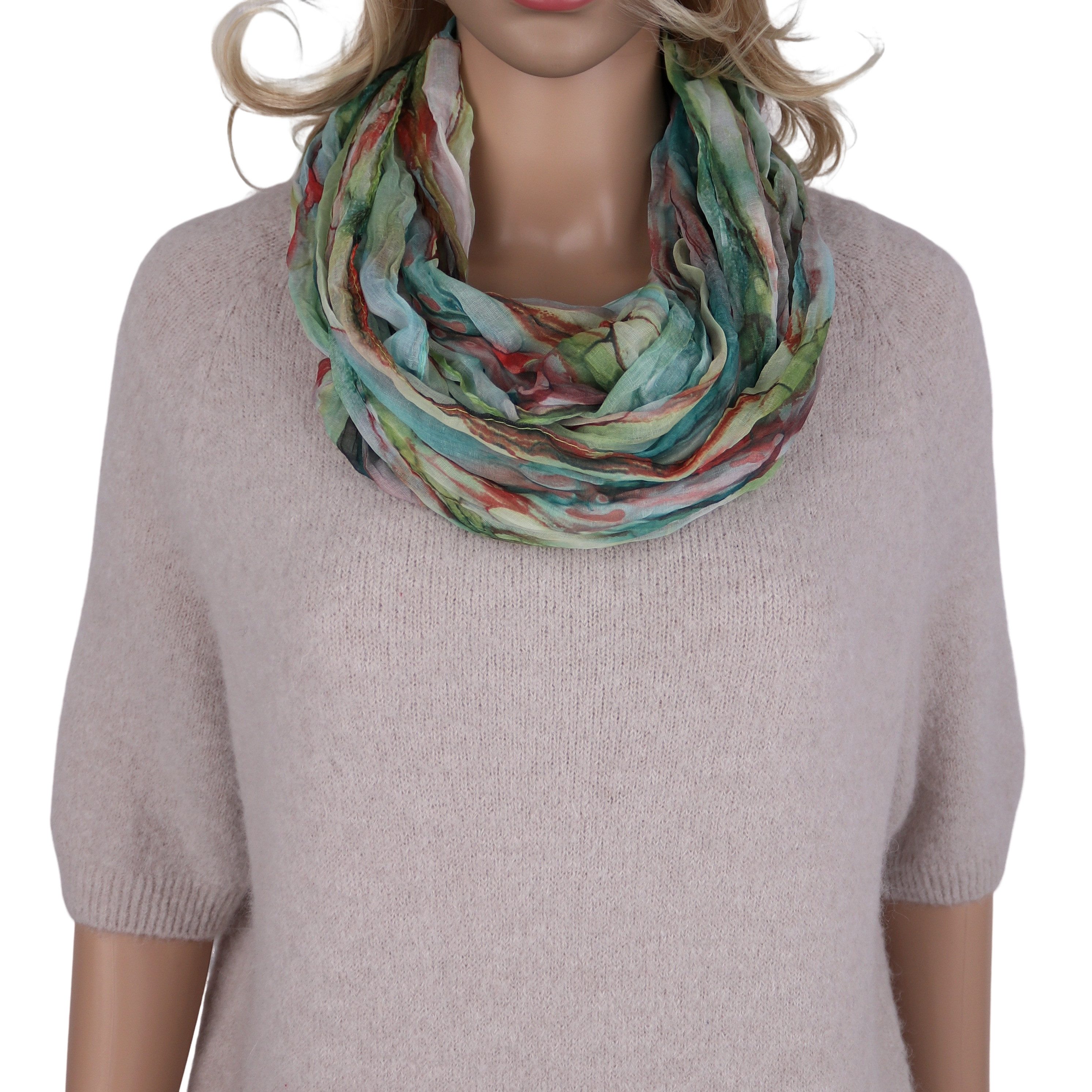MIRROSI Loop Damen Schal mit Regenbogen-Muster Weich Schlauchschal, (Zweimal um den Hals wickelbar, ca.45x75cm), Damen Halstuch ideal für Frühling, Sommer oder Herbst