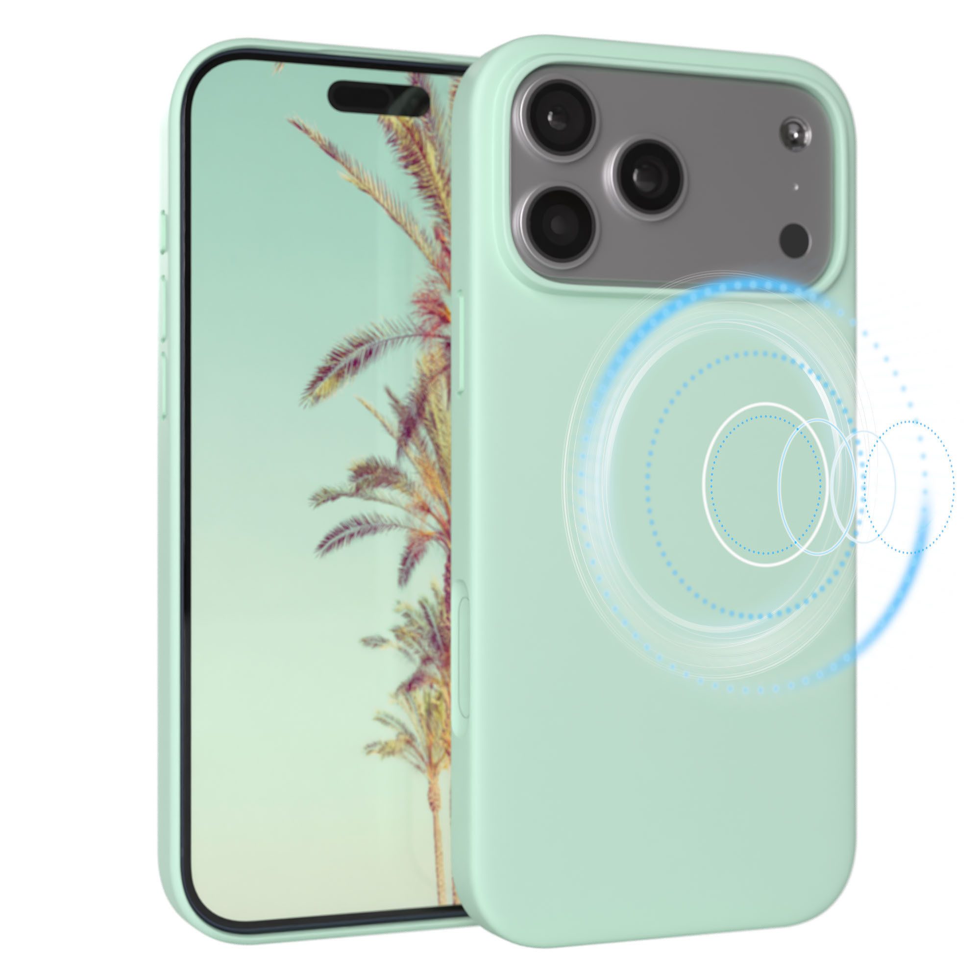 EAZY CASE Handyhülle für Apple iPhone 17 Pro Max Hülle Silikon 6,9 Zoll, Silikon Schutzhülle mit Kameraschutz TPU Hülle Slimcover Mint Grün