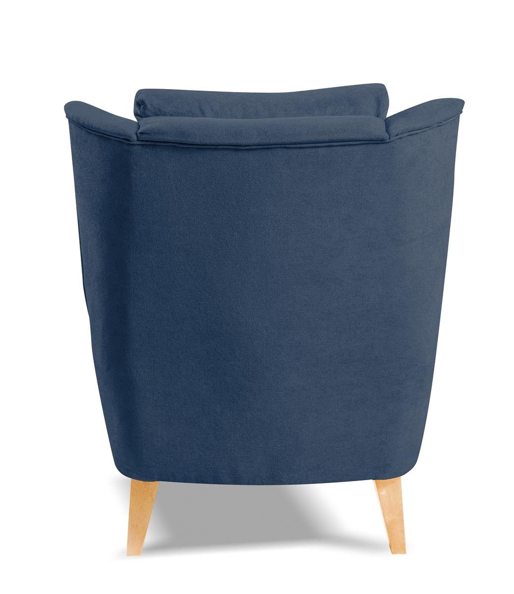 Relaxsessel Atlas 242) Wenge) (mono Beautysofa Wohnzimmer, Velvetstoff), mit für Holzbeine oder (Buche (Loungesessel aus Sessel Blau Polstersessel