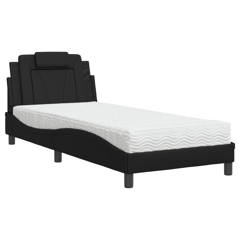 vidaXL Bett Bett "Viana" mit Matratze Schwarz 90x190 cm Kunstleder