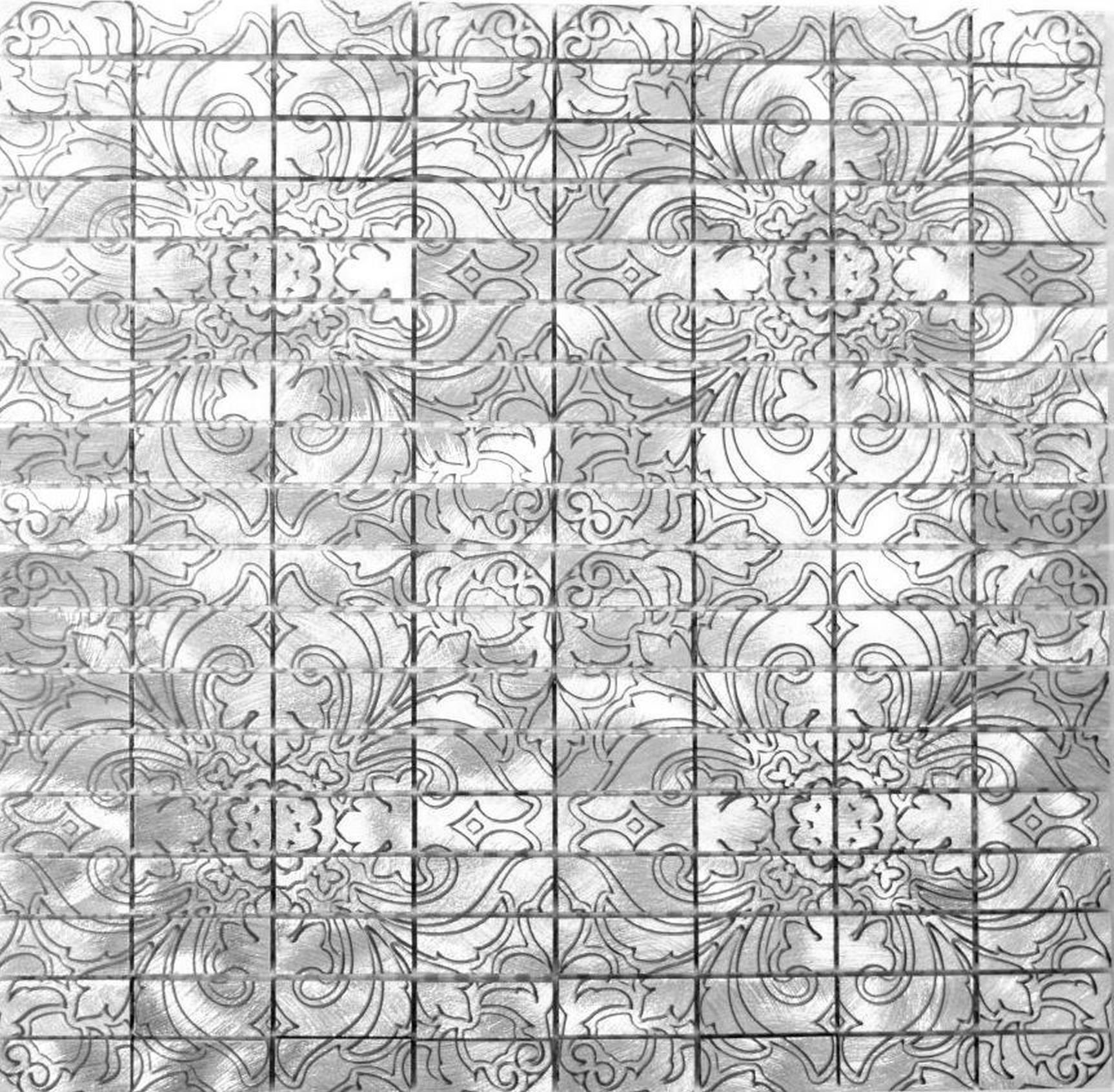 Fliese Mosani Mosaikfliesen silber Fliesenspiegel Küchenrückwand Aluminium Mosaik