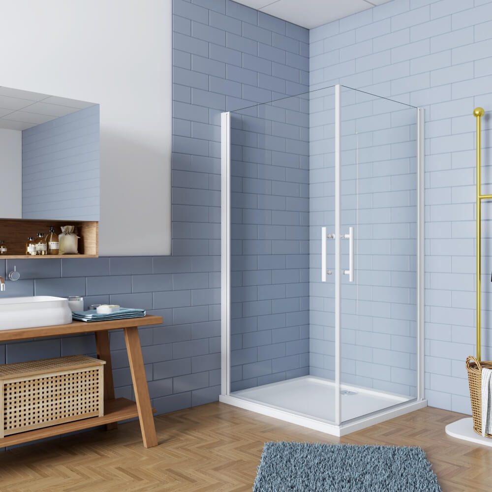 Duschparadies Eckdusche H:185cm Schwenktür Schwingtür 5mm ESG Glastür Dusch günstig online kaufen