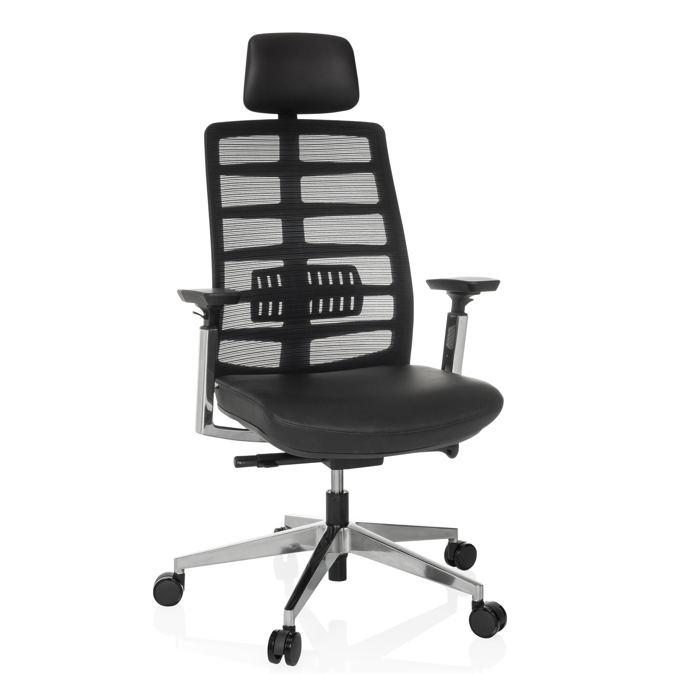 Drehstuhl High End Bürostuhl SPINIO ELITE L Leder/Netzstoff
