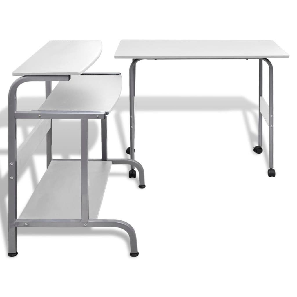 vidaXL Schreibtisch PC Tisch Computertisch Weiß Weiß | Bürotisch weiß Computerwagen Schreibtisch