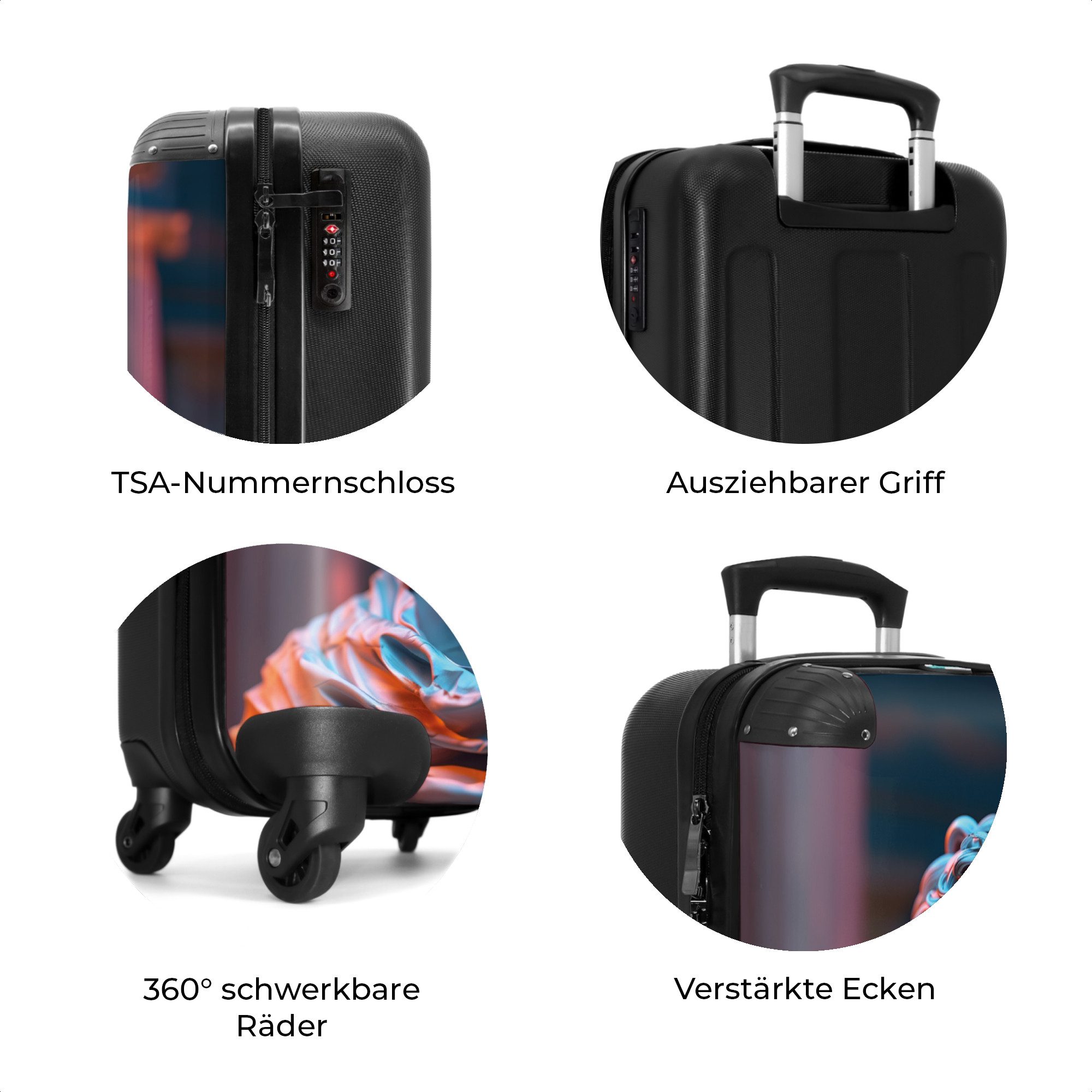 NoBoringSuitcases.com© Hartschalen-Trolley Griechische Statue mit Brille 55x35x20cm, 4 Rollen, Reisekoffer mit 4 Rollen, Carry on luggage, Männer