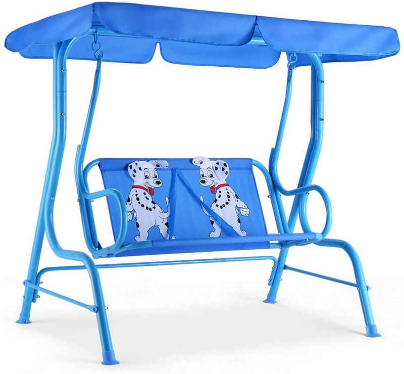 COSTWAY Doppelschaukel Kinderschaukel, mit Sonnendach, 2-Sitzer, Blau