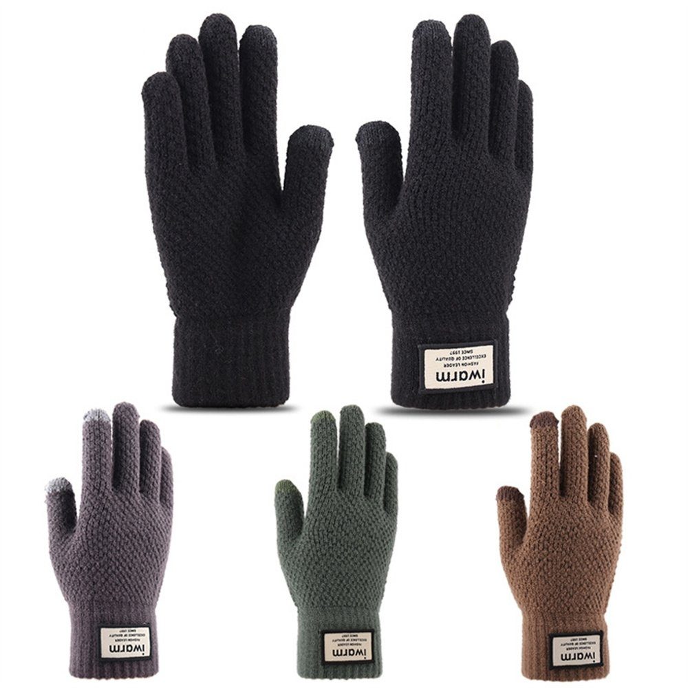 Touchscreen Handschuhe Winter ManKle Gestrickte Strickhandschuhe Warme Grau Fäustlinge Damen