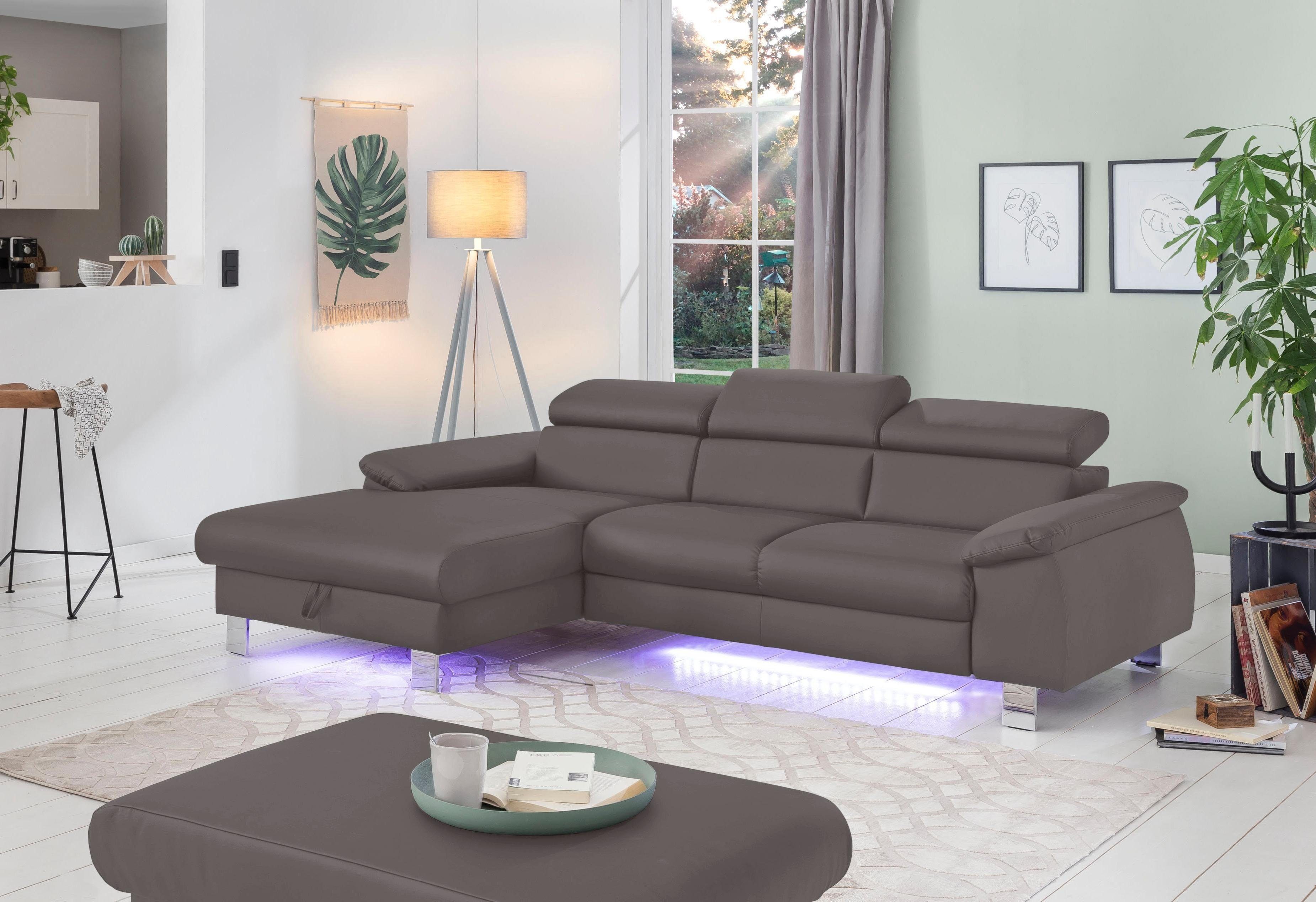 COTTA Ecksofa "Komaris L-Form, B: 244 cm" mit Kopfteilverstellung, optional günstig online kaufen