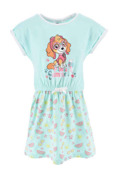 PAW PATROL Sommerkleid Paw Patrol Skye Kinder Mädchen kurzarm Kleid Gr. 98 bis 116, 100% Baumwolle