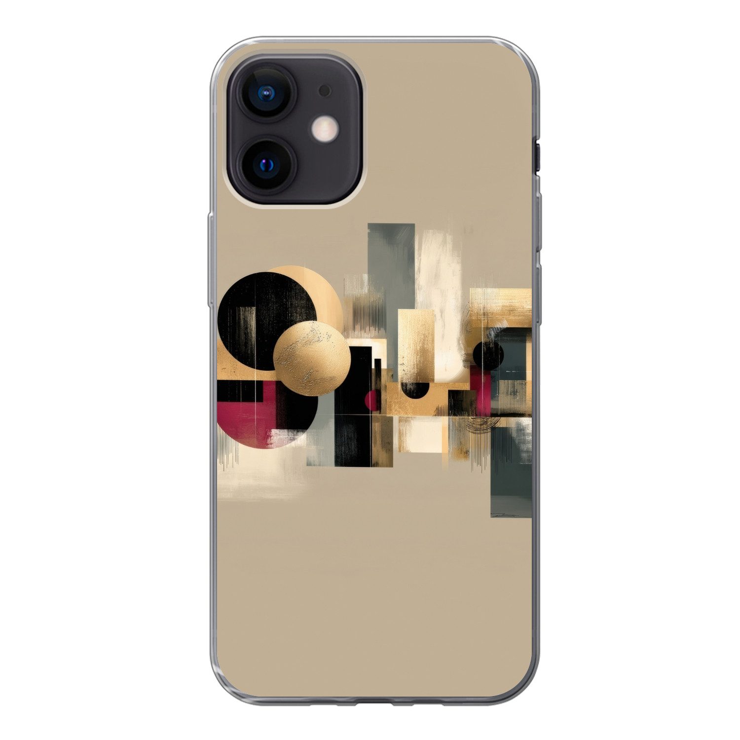 MuchoWow Handyhülle für Apple iPhone 12 Abstrakt - Formen - Beige - Texturen, Smartphone-Bumper, Print, Handy Schutzhülle Dünn