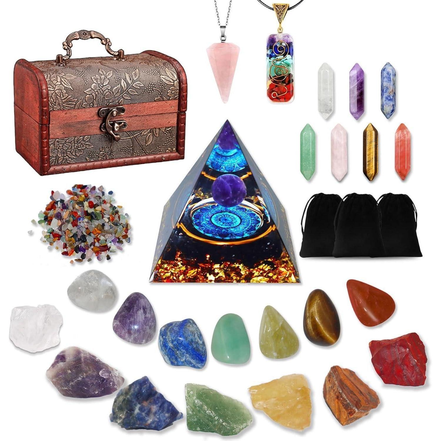 LuxusKollektion Edelstein 29-teiliges Kristall-Edelsteine-Set: Natürliche