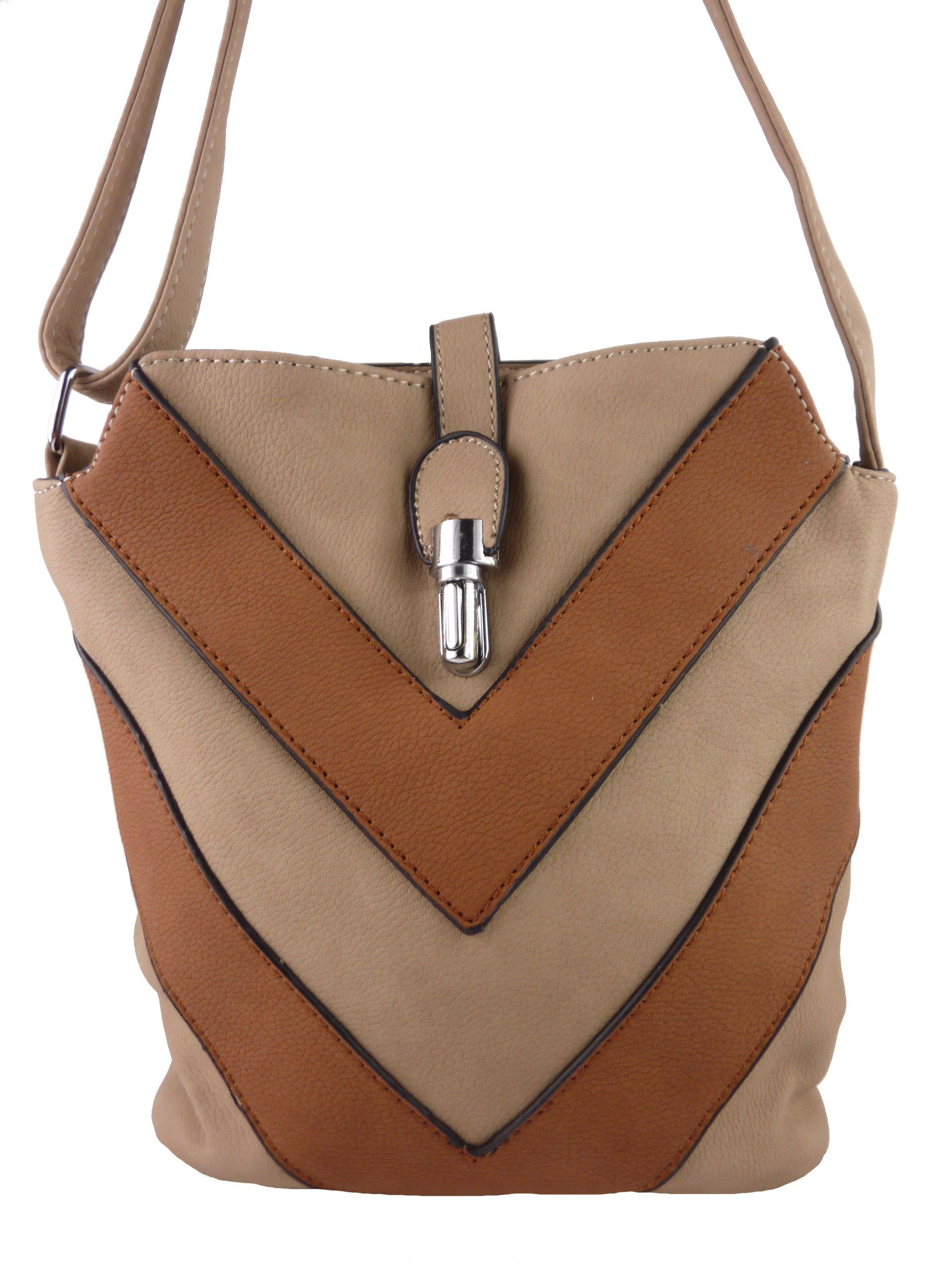 Taschen4life Umhängetasche kleine Tasche zum umhängen H0447, als Schultertasche & cross over tragbar, zweifarbiges Streifen Muster