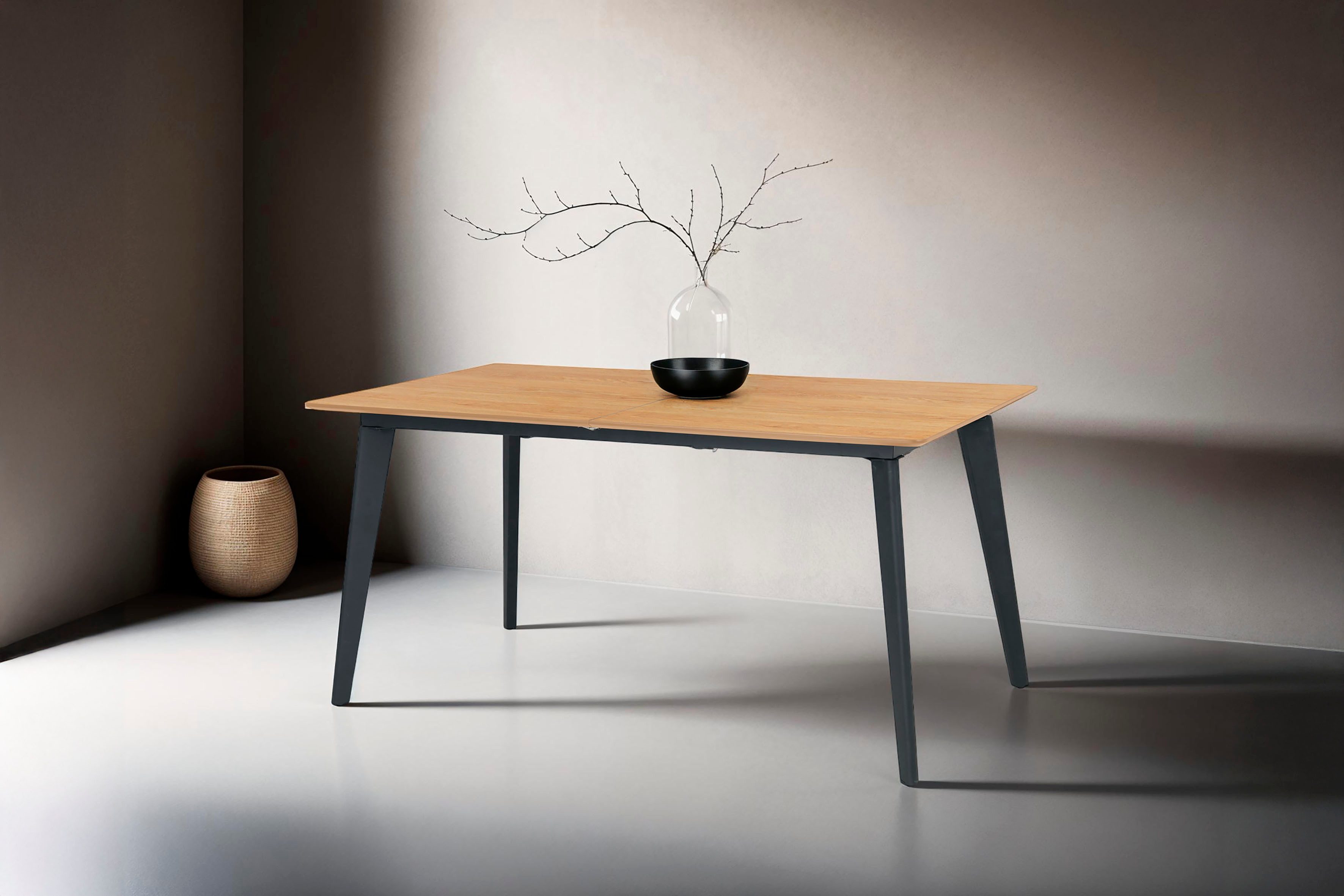 byLIVING Esstisch Oklahoma, mit Auszug 160-200 cm, mit Schweizer Kante, HPL-Beschichtung