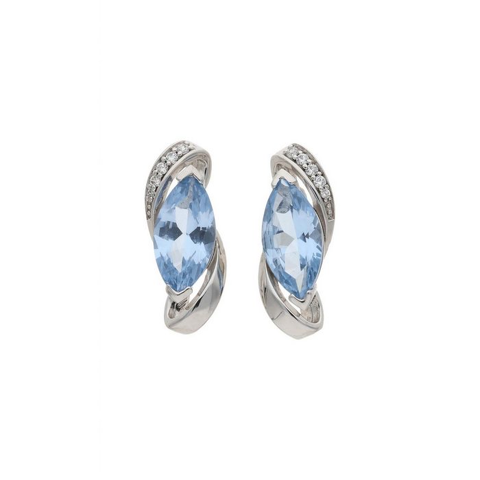JuwelmaLux Paar Ohrstecker Ohrstecker Silber Ohrringe Zirkonia Blautopas (2-tlg) Damen Ohrstecker Silber 925/000 inkl. Schmuckschachtel