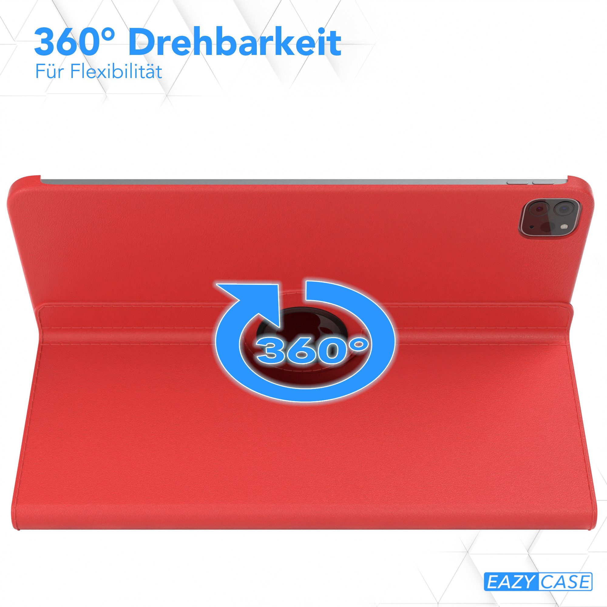 EAZY CASE Tablet-Hülle Rotation Case für Apple iPad Pro 6. Gen. (2022) 12,9 Zoll, Tabletcase Flipcover Smart kratzfest Hülle aufstellbar drehend Rot
