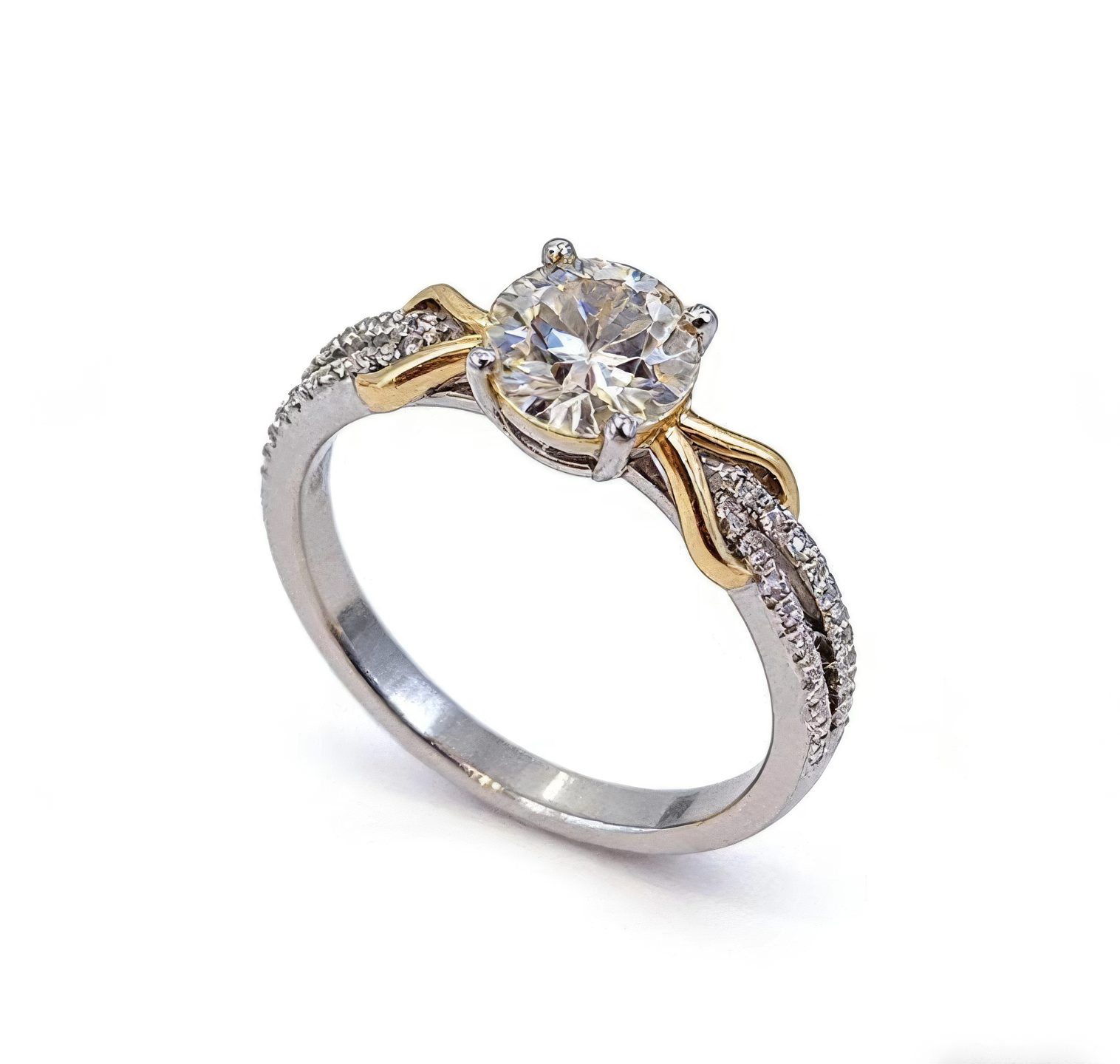 Jumpeak Diamantring Zweifarbiger Diamantring,1ct D Vs1 engagement ring,ring damen gold, Brillantschliff,Mit IGi-Zertifikat,geschenk schwester,labordiamant