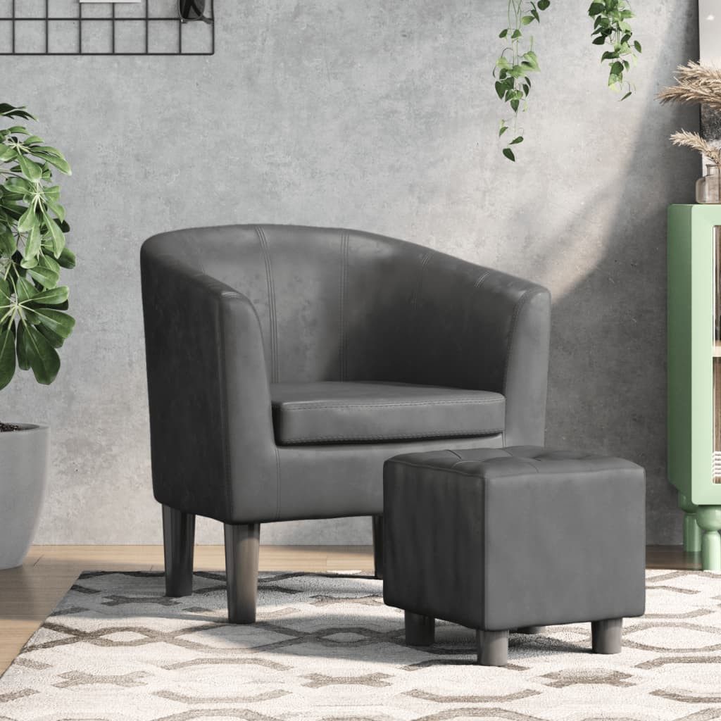 furnicato Cocktailsessel Eleganter Clubsessel Grau 70 x 56 x 68 cm mit Fußhocker (1-St)