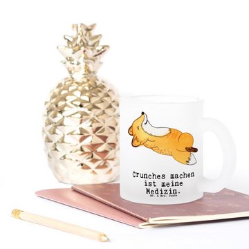 Mr. & Mrs. Panda Teeglas Fuchs Crunches - Transparent - Geschenk, Tasse, Teeglas, Teetasse, Sp, Premium Glas, Edler Aufdruck