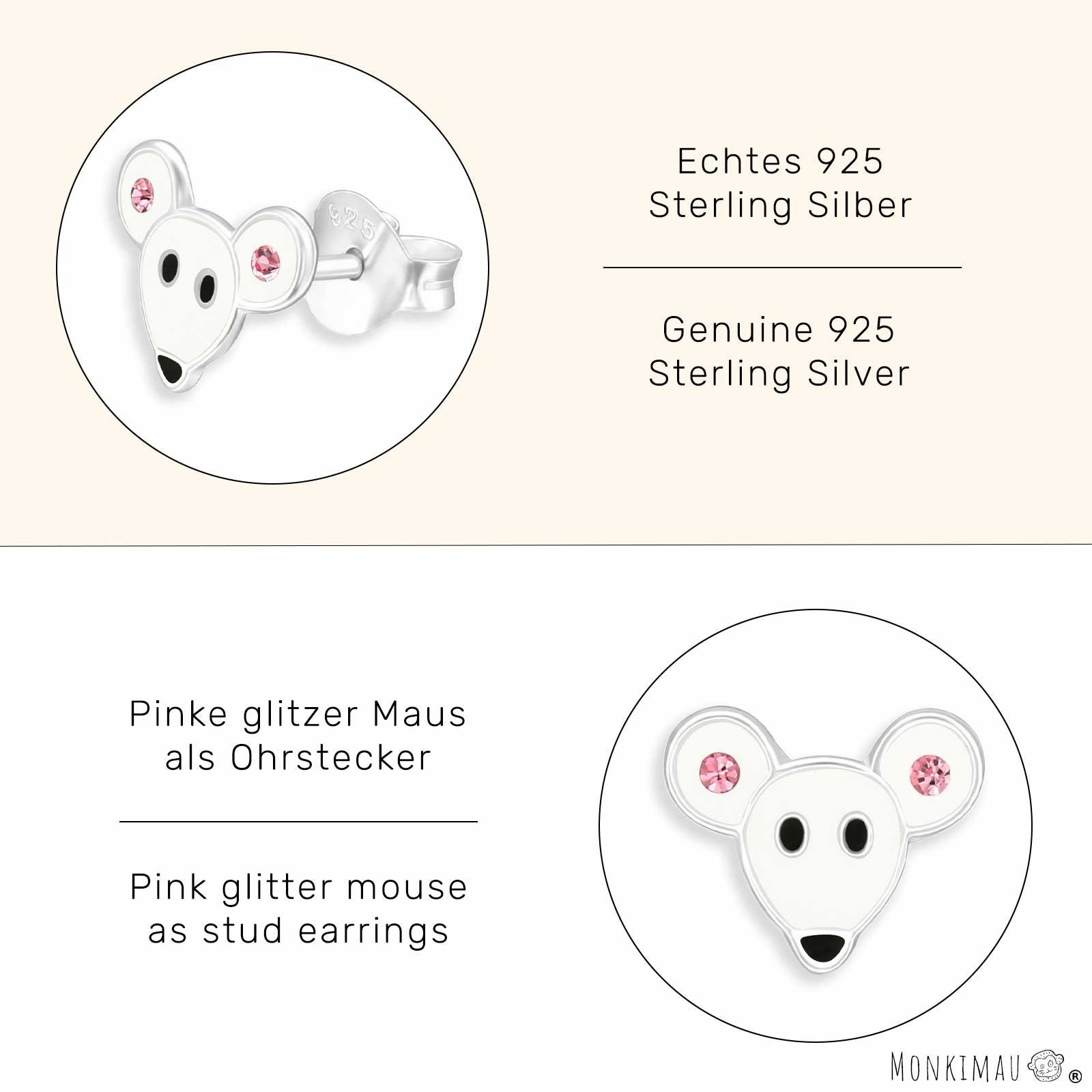 Monkimau Silber Maus aus 925 Ohrstecker Ohrringe (Packung) Paar