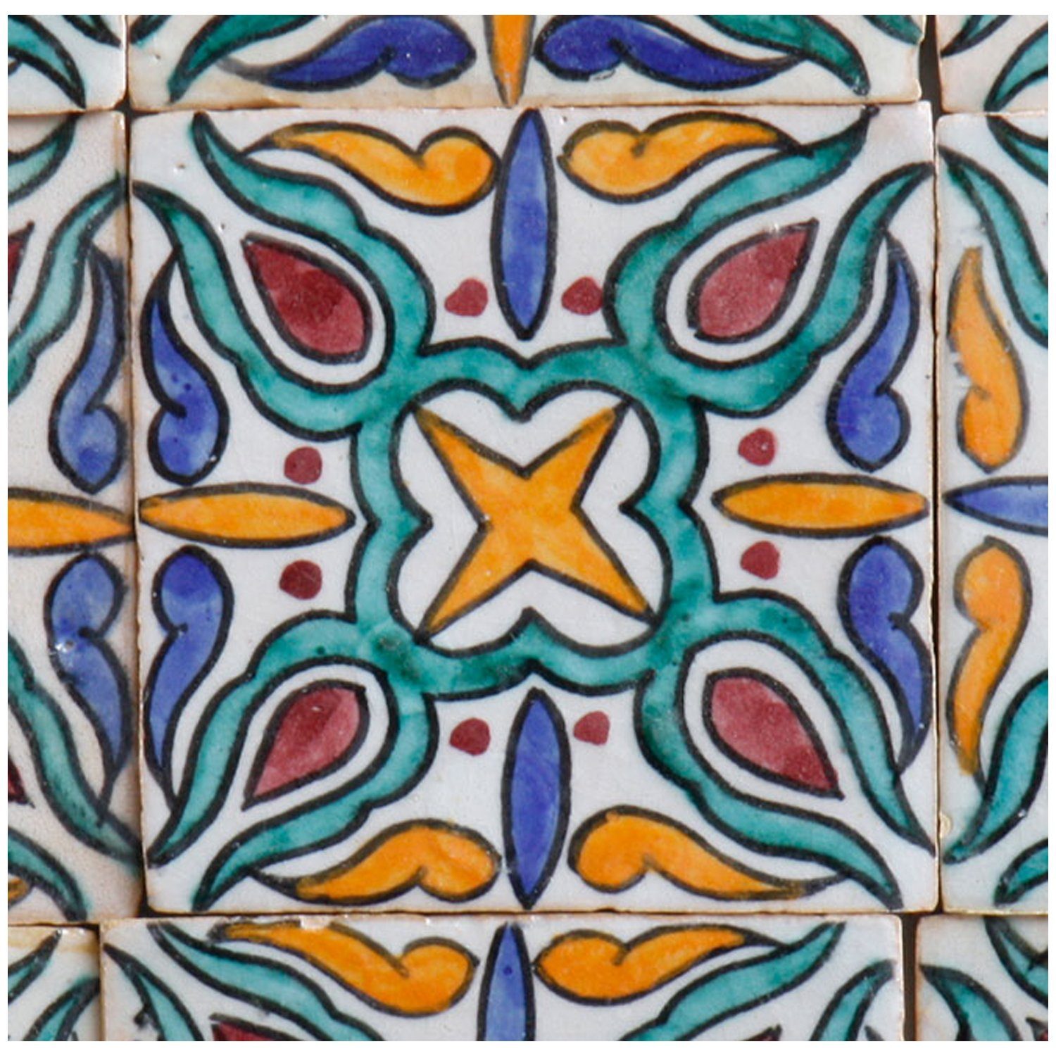 Casa Moro Wandfliese »Marokkanische Keramikfliese Iman 10x10 cm handbemalte  orientalische Fliese, Kunsthandwerk aus Marokko, bunte Wandfliese für  schöne Küche Dusche Badezimmer, FL7070«, Mehrfarbig