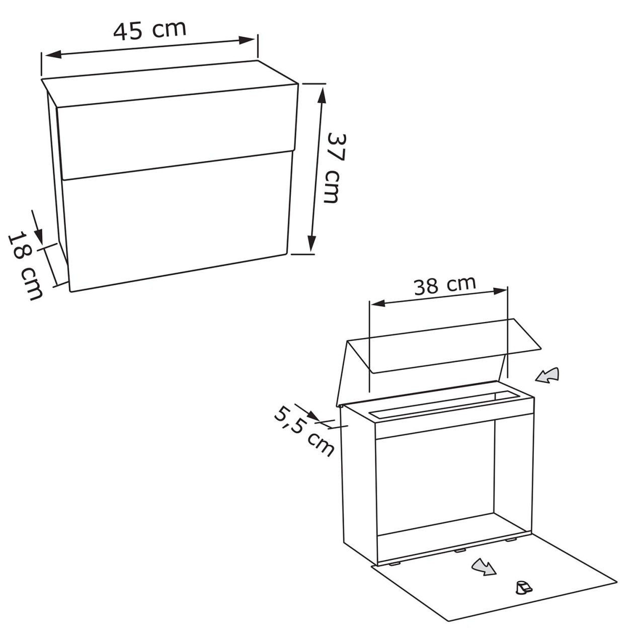 Metallic Molto Briefkasten Standbriefkasten mit Grau Bravios Edelstah