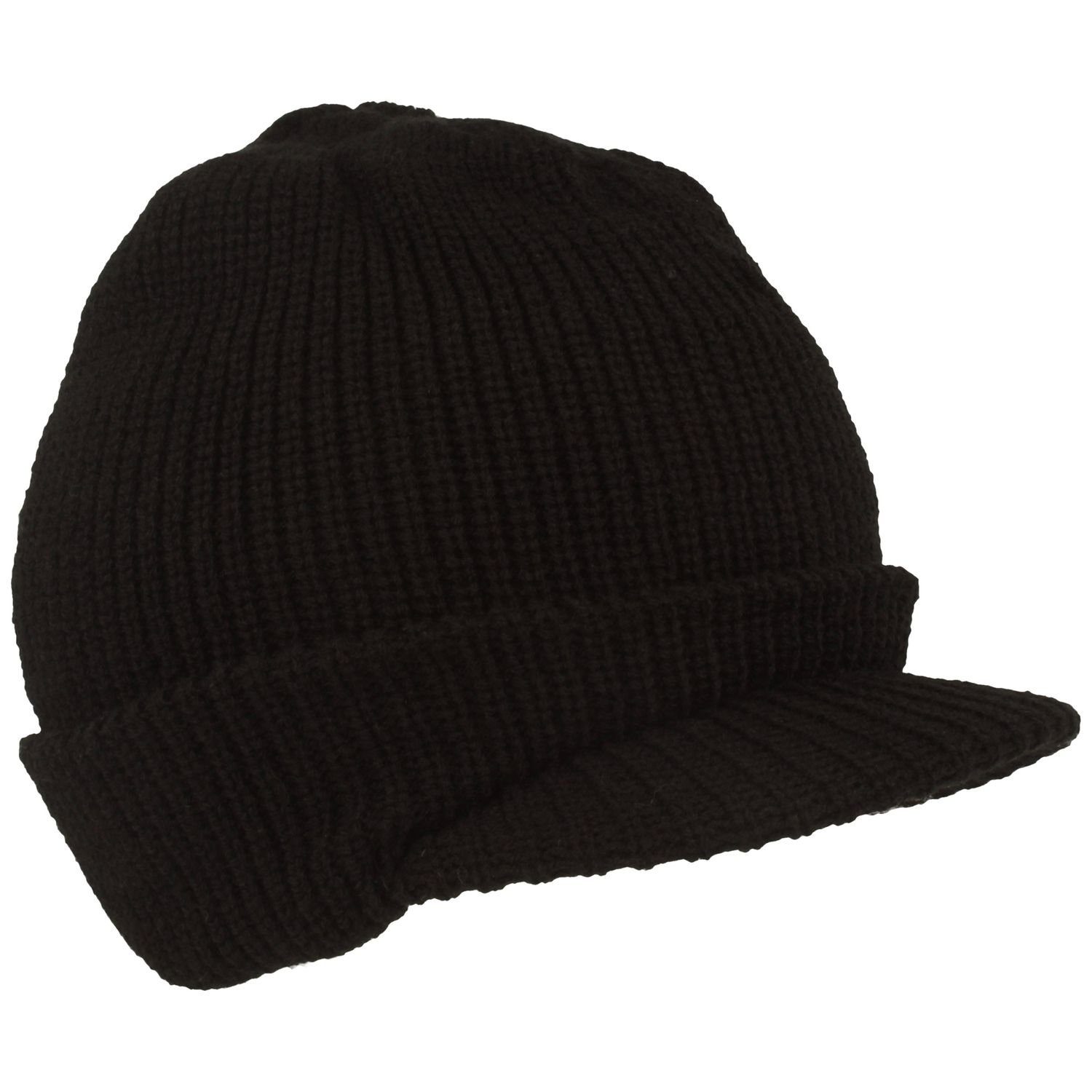 Fiebig Strickmütze Schild-Strickmütze mit Rippen-Design