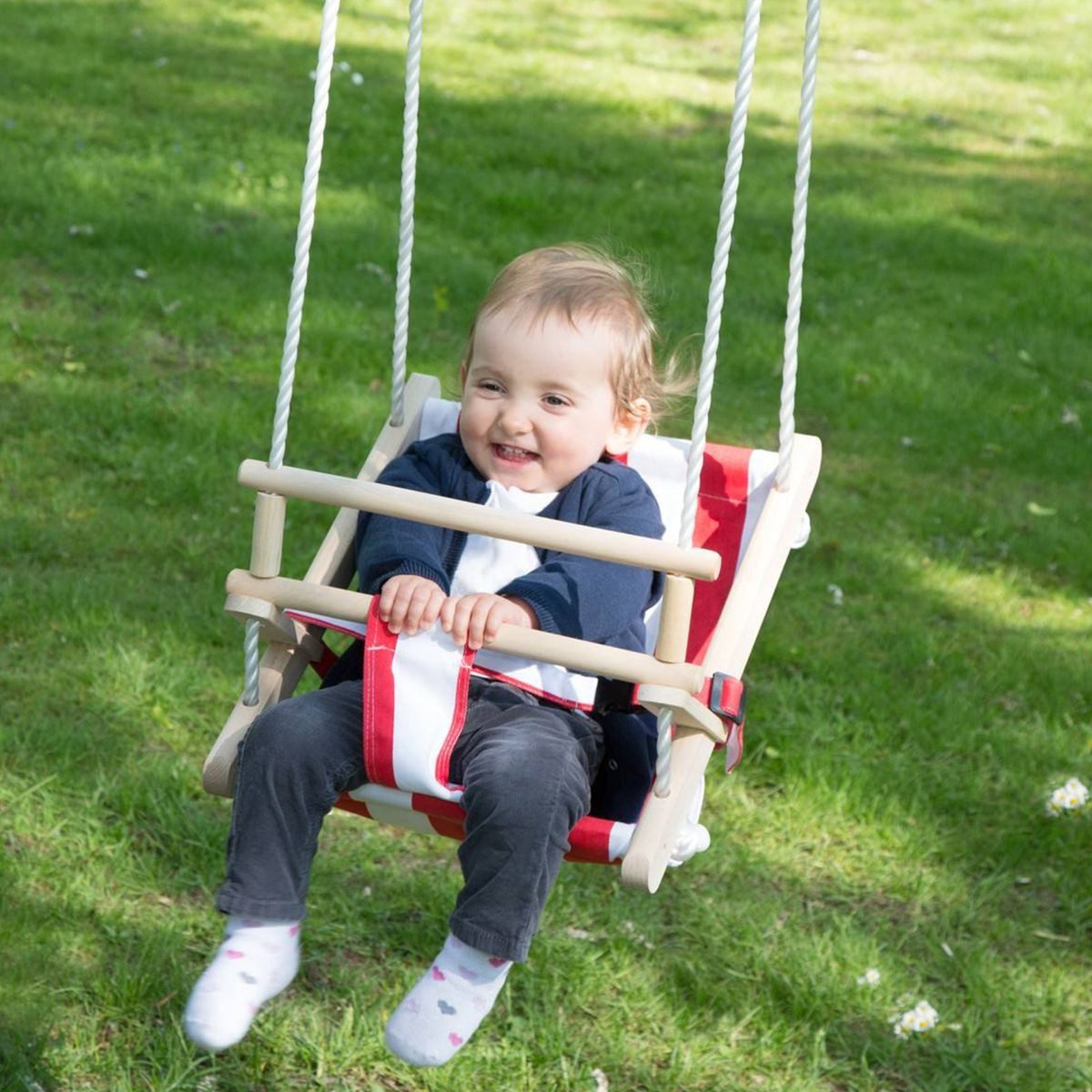CONACORD Einzelschaukel Schaukelsitz Bambini rot-weiß, längenverstellbar, für in- & outdoor, längenverstellbar