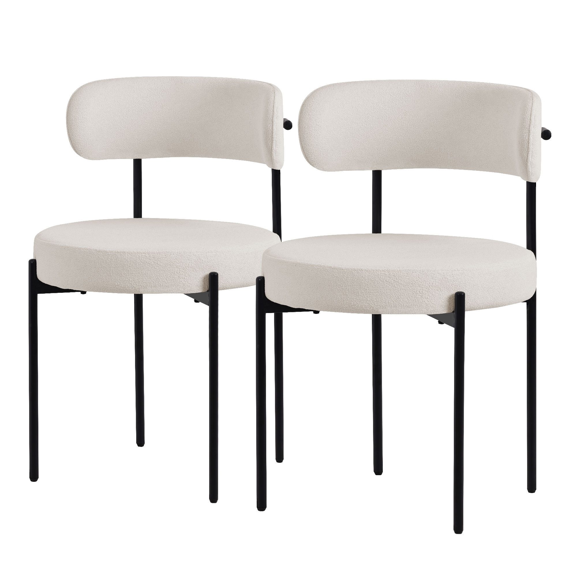 ML-DESIGN Polsterstuhl Esszimmerstühle Gruppe Küchenstuhl aus Teddystoff mit Metallbeinen (2 St), Clubstuhl 2er Set Wohnzimmerstuhl Weiß moderne Design Lounge Stuhl